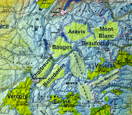 Carte des Alpes du Nord